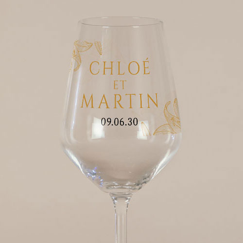 Verre à vin de mariage Lys à personnaliser