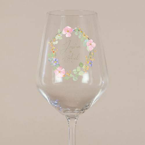 Verre à vin de mariage Rosée à personnaliser