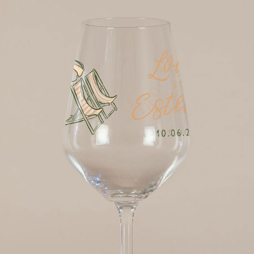 Verre à vin de mariage Transat à personnaliser