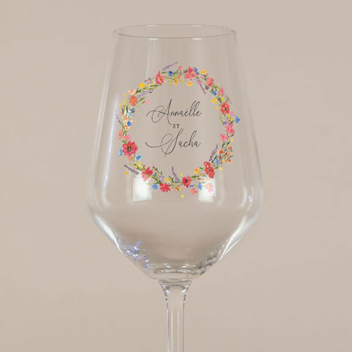 Verre à vin de mariage Vermillon à personnaliser