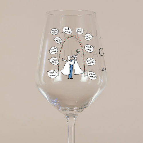 Verre à vin de mariage Vive les Mariés à personnaliser