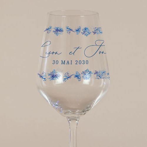Verre à vin de mariage Volute à personnaliser